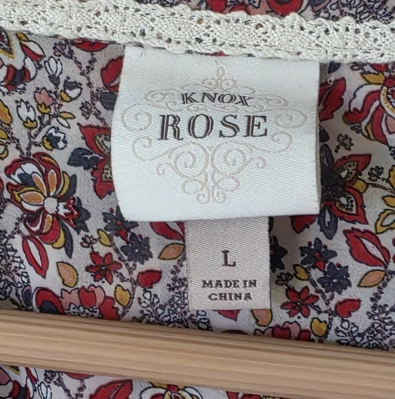 Knox Rose - Peasant Boho - Sheer Blouse - Keyhole Tassel - Bell Sleeves - Large - Picture 8 of 10